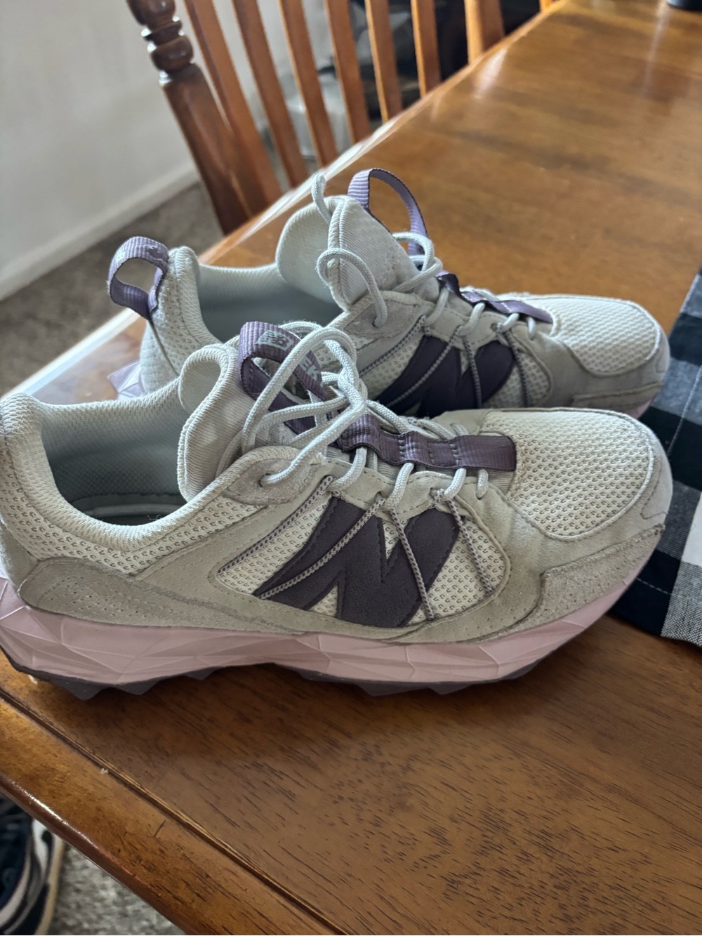 New Balance TekTrelWomen's Light Gray and Lavender Sneakers with Pink Sole